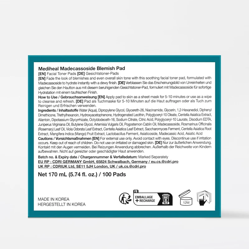 Mediheal Madecassoside Blemish Pad Quadratische Wattepads Mit Centella Asiatica Und Madecassoside, 1