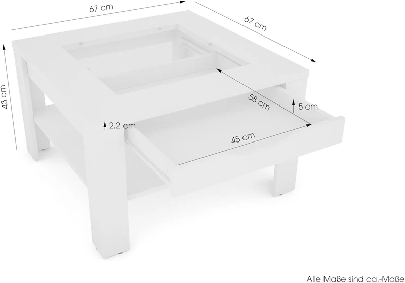 byLIVING Couchtisch Ralph/moderner Sofatisch mit Glaseinlage und grosszügiger Schublade in Artisan E