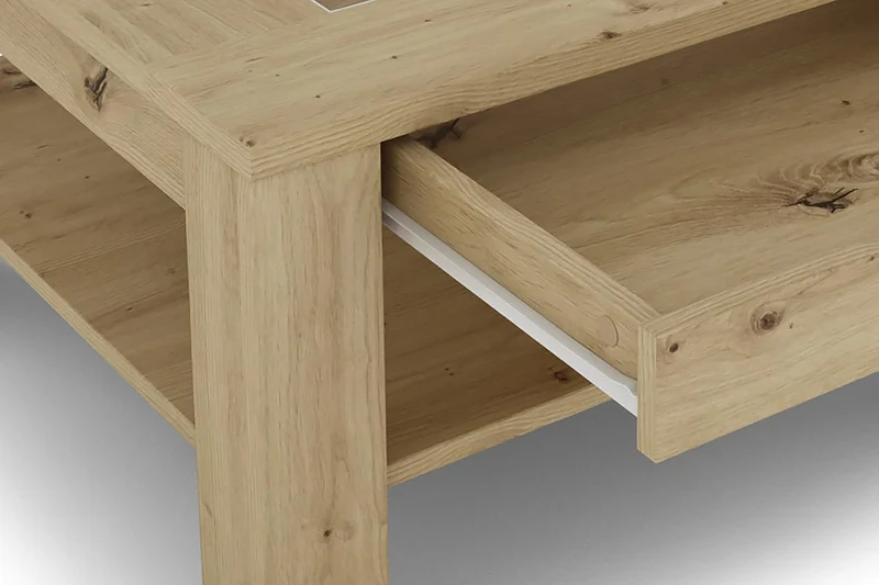 byLIVING Couchtisch Ralph/moderner Sofatisch mit Glaseinlage und grosszügiger Schublade in Artisan E