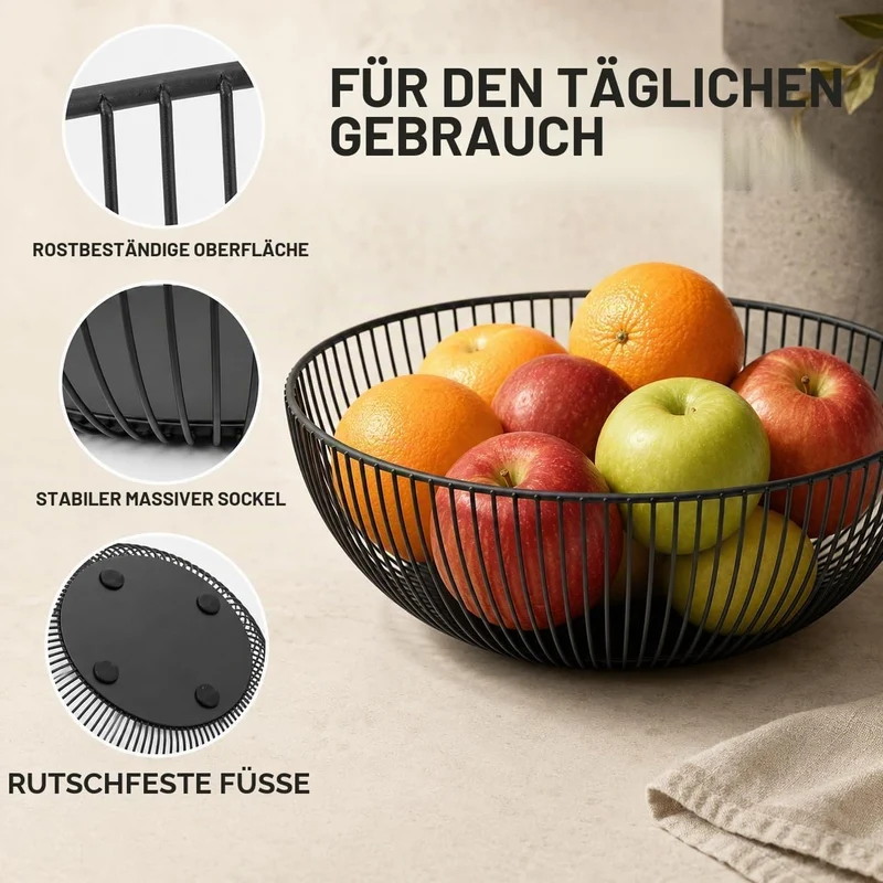 2 Stück Metall Obstschale 28x9 cm Durchbrochenes Design mit Dekorativem Muster, Praktischer Obstkorb