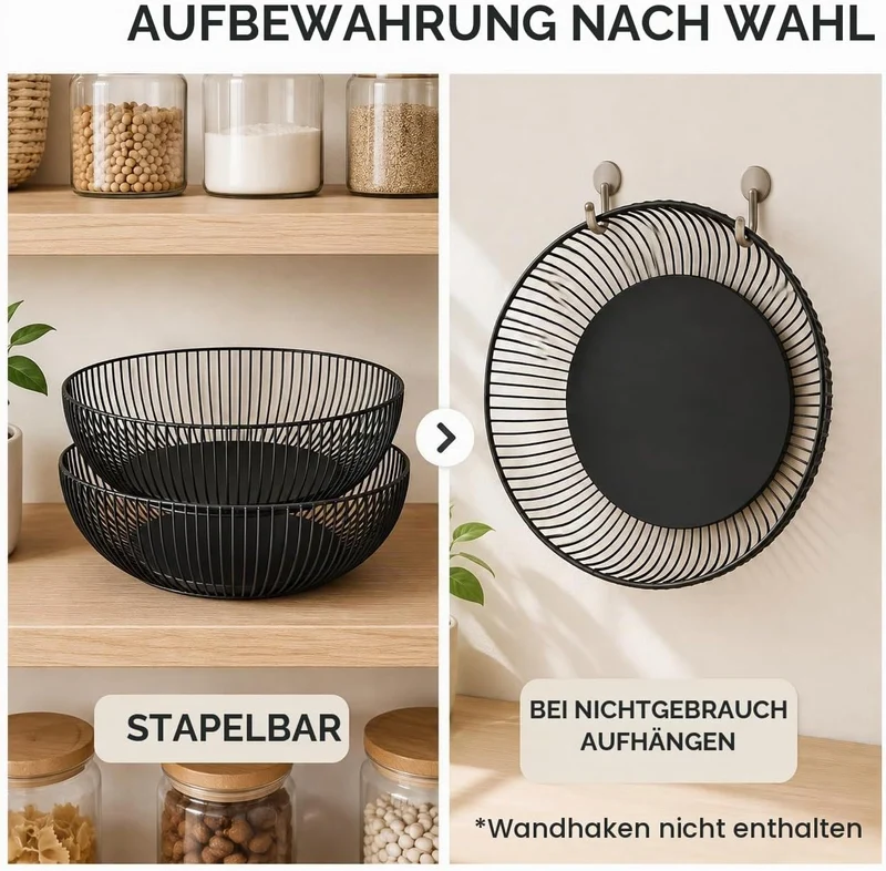 2 Stück Metall Obstschale 28x9 cm Durchbrochenes Design mit Dekorativem Muster, Praktischer Obstkorb
