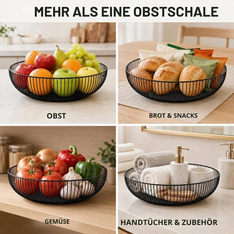 2 Stück Metall Obstschale 28x9 cm Durchbrochenes Design mit Dekorativem Muster, Praktischer Obstkorb