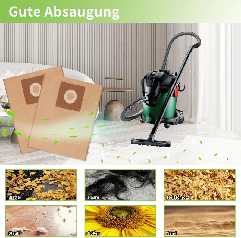 10 Papierfilterbeutel für Bosch AdvancedVac 20 Staubsauger Ersatzteile 2609256F33
