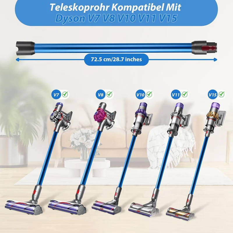 Dyson Verlängerungsrohr mit 2-in-1 Sauber Bürsten, Teleskoprohr mit 2 Stück Filtern für V7, V8, V10,