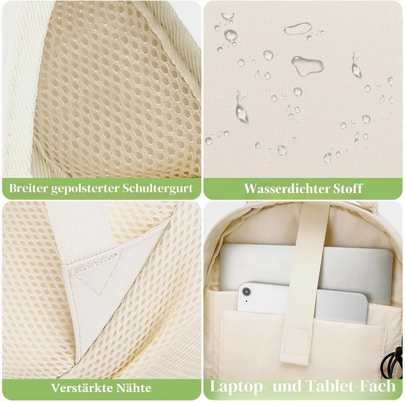Rucksack Laptop Damen 15,6 Zoll Schulrucksack Mädchen Teenager Schultasche Frauen für Schule Uni Rei