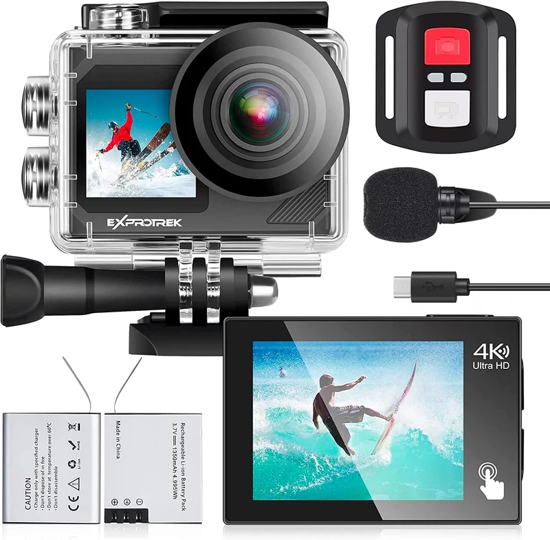 Action Cam,4K 30fps Ultra HD, 30m 100Fuss wasserdichte Unterwasserkamera & SanDisk Ultra Android mic