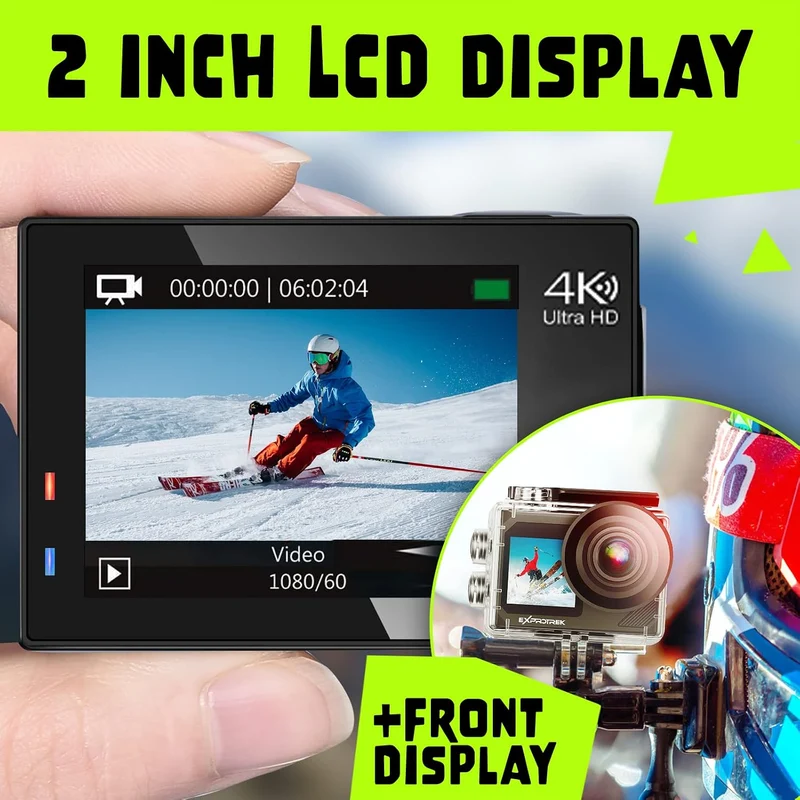 Action Cam,4K 30fps Ultra HD & SanDisk Extreme microSDXC UHS-I Speicherkarte 128 GB + Adapter (Für S