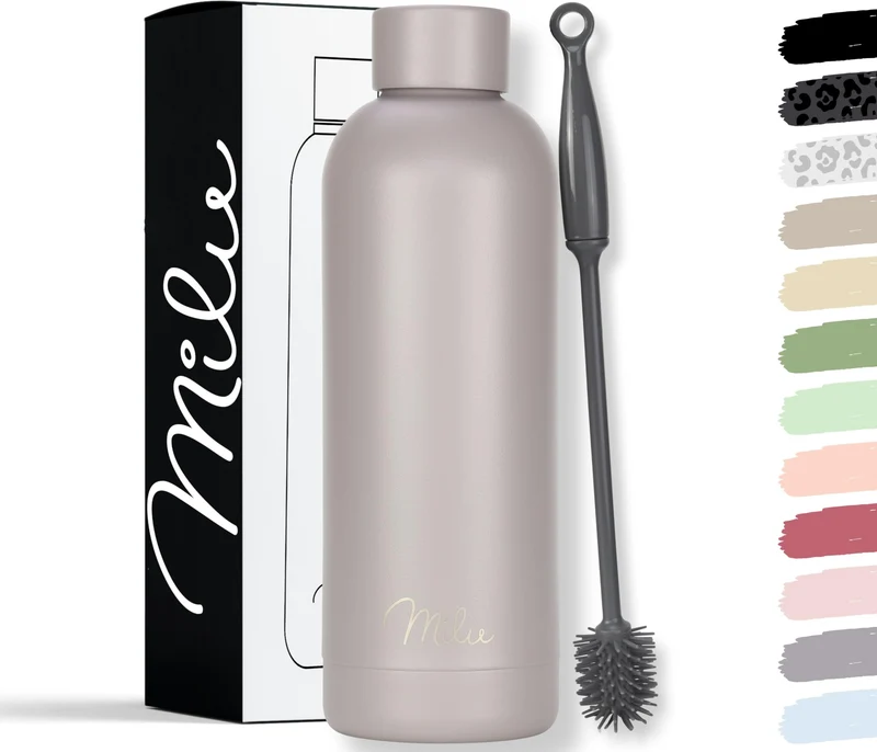 Milu Thermosflasche 500ml Isolierte Edelstahl Thermo Trinkflasche Thermoskanne Auslaufsichere Isolie