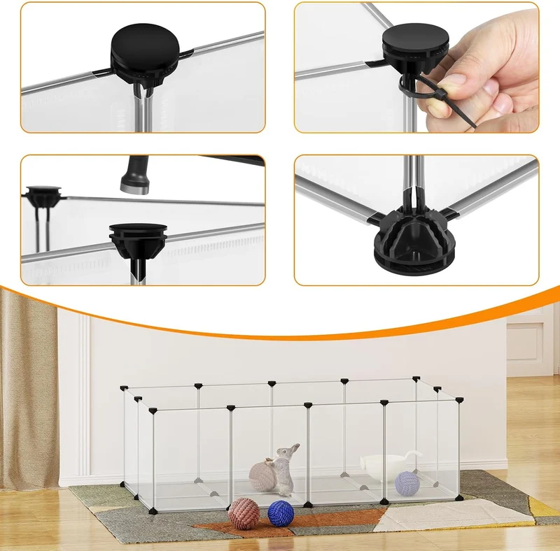EUGAD Freigehege Kaninchen mit Bodenplatten 45cm hoch, Meerschweinchen Gehege innen, Freilaufgehege