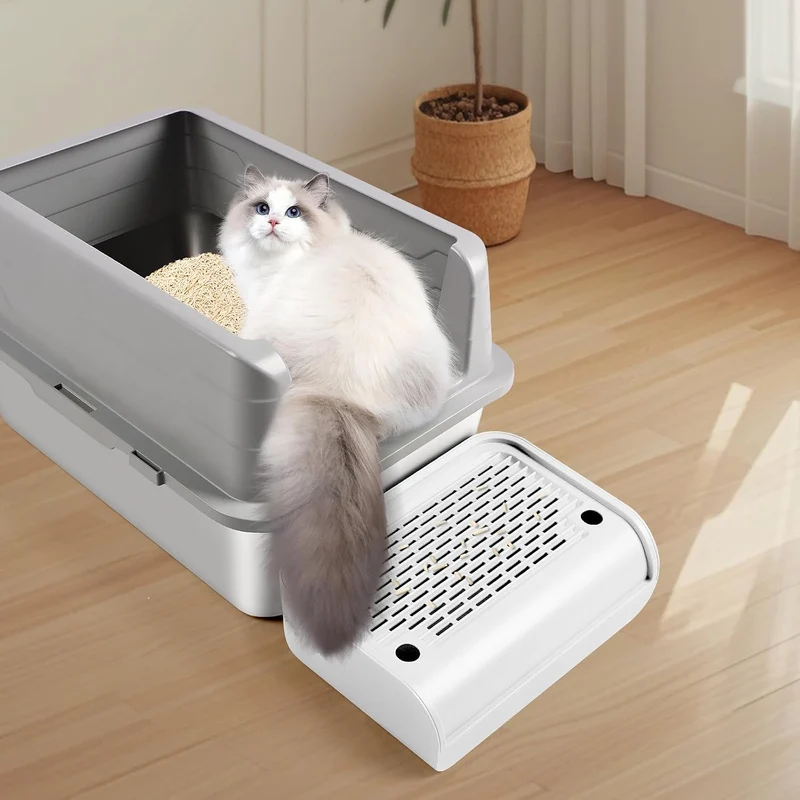 Katzentoilette, Katzenrampe/Treppe/Katzenfänger mit Filterfunktion, leicht zu reinigen, Filterpedal