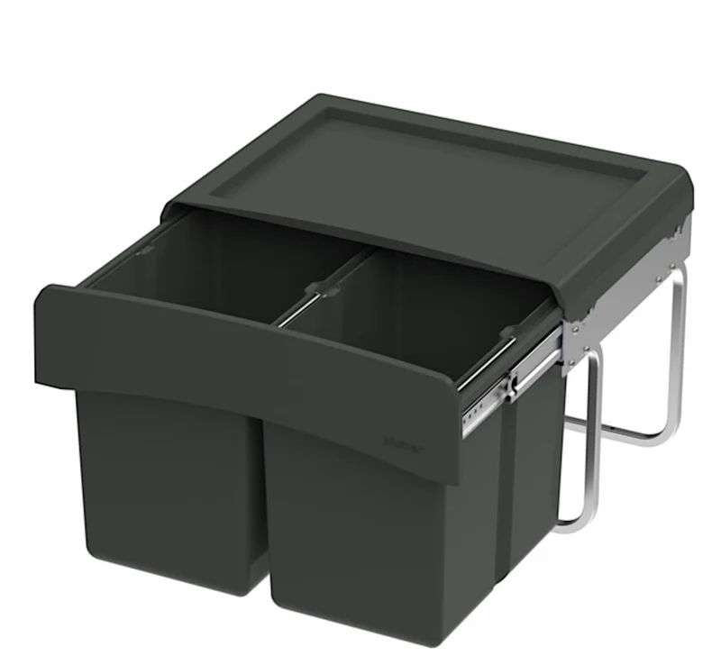 NABER CLAP 3/500-2 Abfallsorter 30 Liter (2x 15) in Anthrazit ab 50 cm Schrankbreite