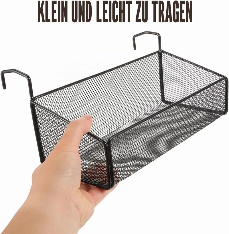 BESTYASH Hängender Aufbewahrungskorb aus Kleiner Schwarzer Drahtkorb mit Haken Vielseitig Einsetzbar