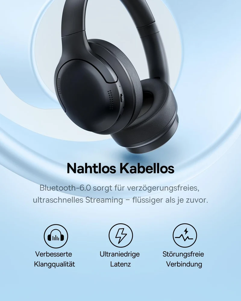 Baseus BH1 Lite Bluetooth Kopfhörer, Leichter & Komfort Kabellose Headphones mit Kristallklarer Klan