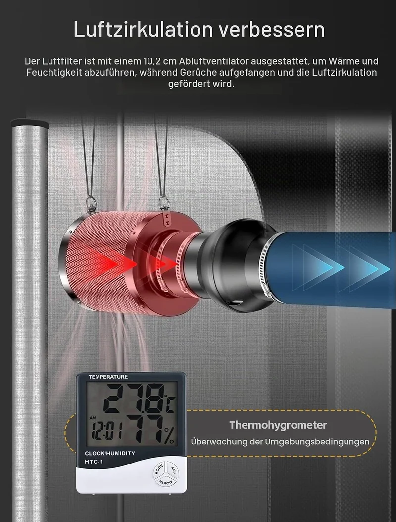 Komplettes Growzelt Set, 70x70x160cm Growbox, Growzelt-System mit 100W LED-Wachstumslicht, automatis