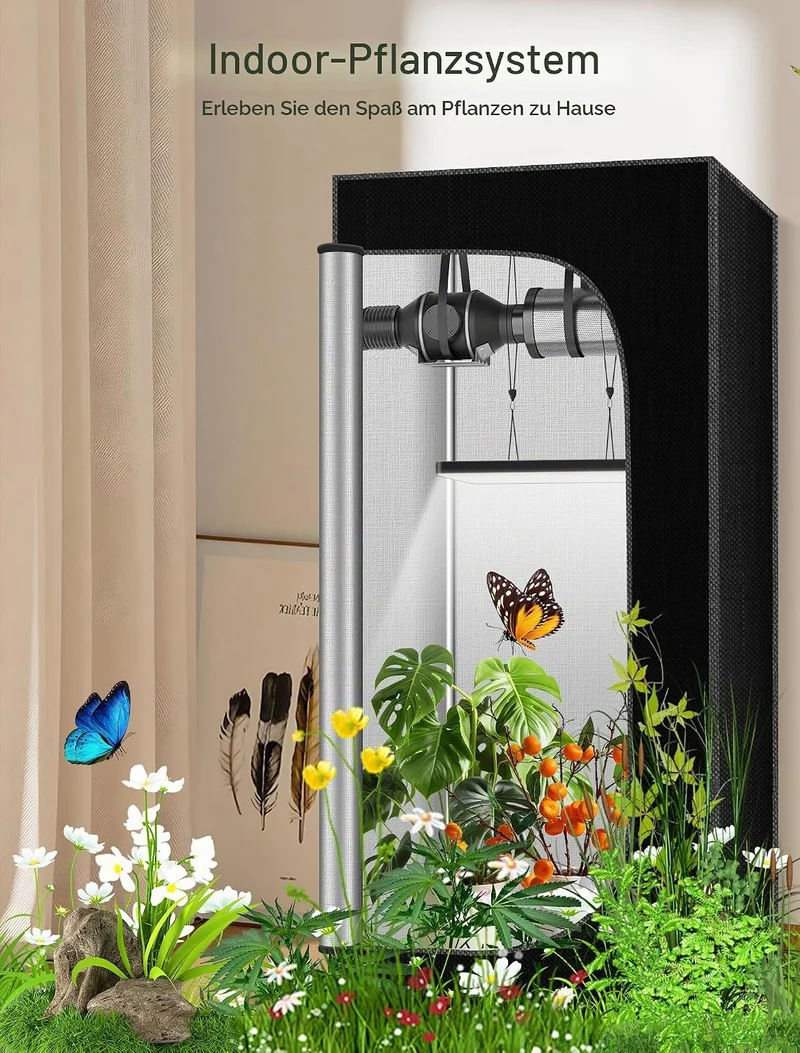 Komplettes Growzelt Set, 70x70x160cm Growbox, Growzelt-System mit 100W LED-Wachstumslicht, automatis
