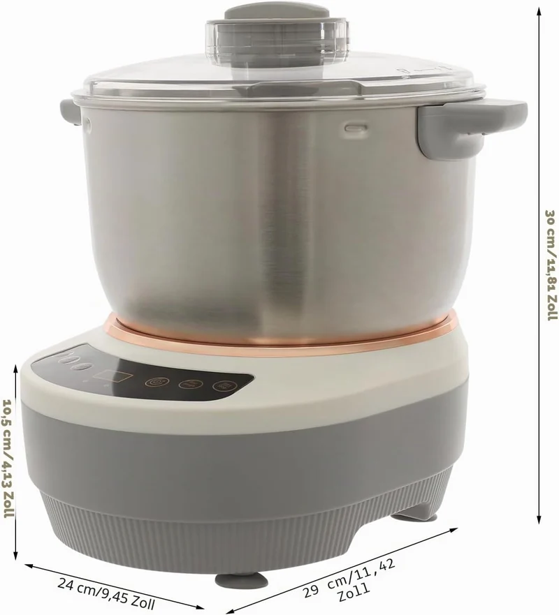7L Vollautomatische Teigknetmaschine, Edelstahl Teigmehl Mixer mit Gärfunktion, Grosse Kapazität Aut