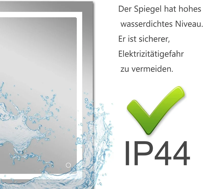 LISA LED Badspiegel mit Beleuchtung 80x60 cm, Bad Spiegel Gross badezimmerspiegel mit Touch Dimmbar