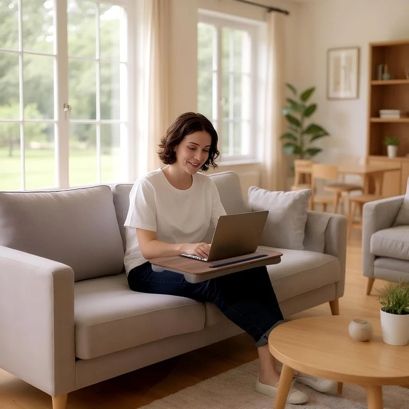 Relaxdays Laptopkissen mit Handyhalter, BxT: 42 x 32 cm, Laptopunterlage für Bett & Sofa, Laptop Kni