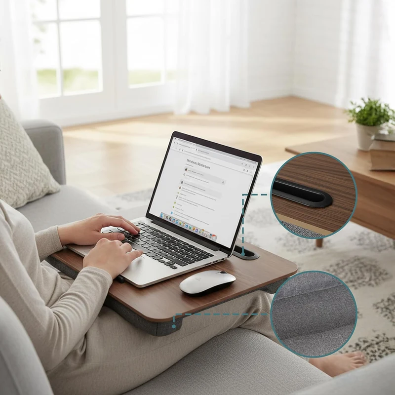 Relaxdays Laptopkissen mit Handyhalter, BxT: 42 x 32 cm, Laptopunterlage für Bett & Sofa, Laptop Kni