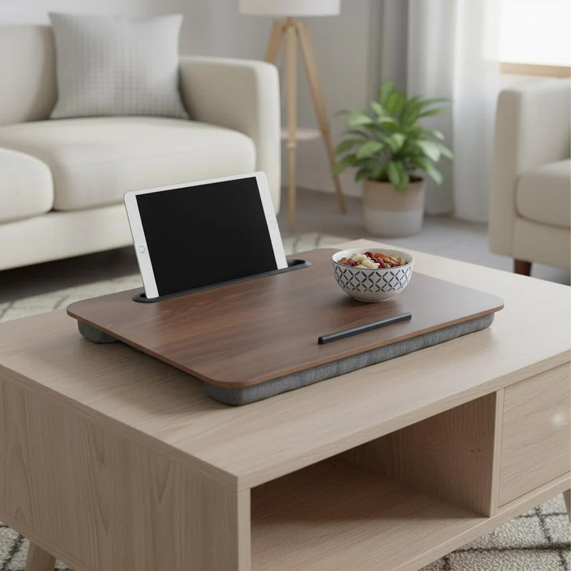 Relaxdays Laptopkissen mit Handyhalter, BxT: 42 x 32 cm, Laptopunterlage für Bett & Sofa, Laptop Kni
