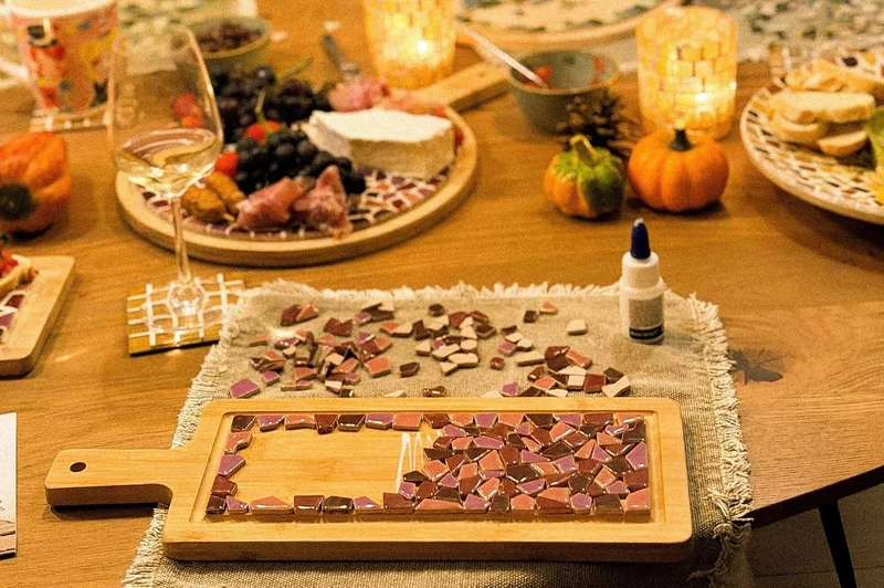 Little Creations mosaik Servierbrett Altrosa | DIY Bastelset Erwachsene | Gestalte deine eigene Serv