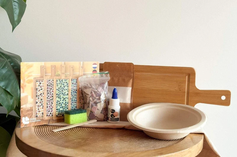 Little Creations mosaik Servierbrett Altrosa | DIY Bastelset Erwachsene | Gestalte deine eigene Serv