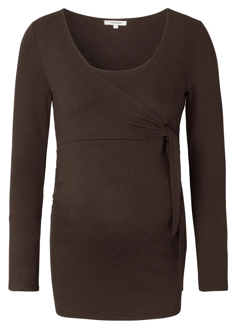 Noppies Damen Elin Ultra Soft Nursing Top Ls T-Shirt XXL Coffee Bean - P664, XXL Coffee Bean - P664