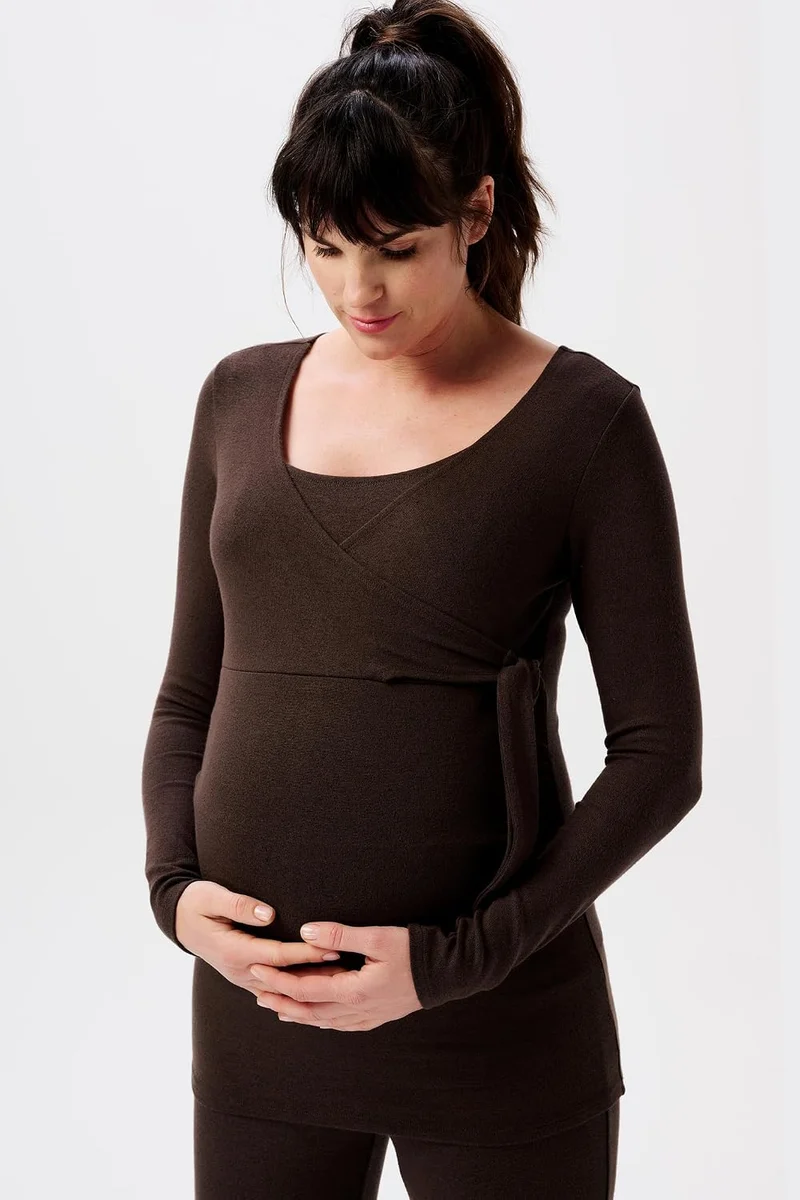 Noppies Damen Elin Ultra Soft Nursing Top Ls T-Shirt XXL Coffee Bean - P664, XXL Coffee Bean - P664