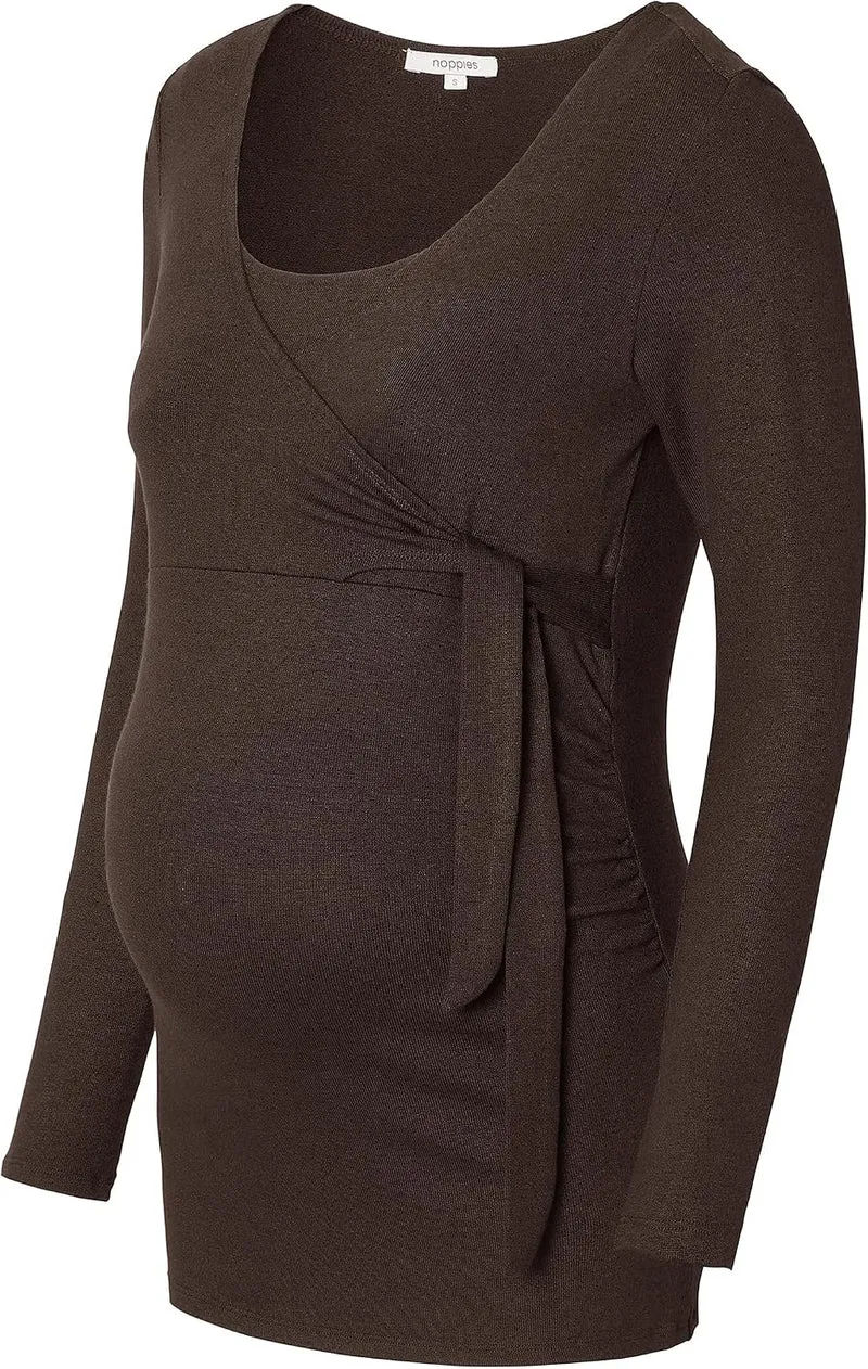Noppies Damen Elin Ultra Soft Nursing Top Ls T-Shirt XXL Coffee Bean - P664, XXL Coffee Bean - P664