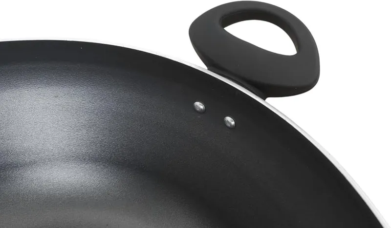 Wok aus Aluminium, 32 cm, antihaftbeschichtet, mit Deckel, grosse antihaftbeschichtete Wokpfanne für