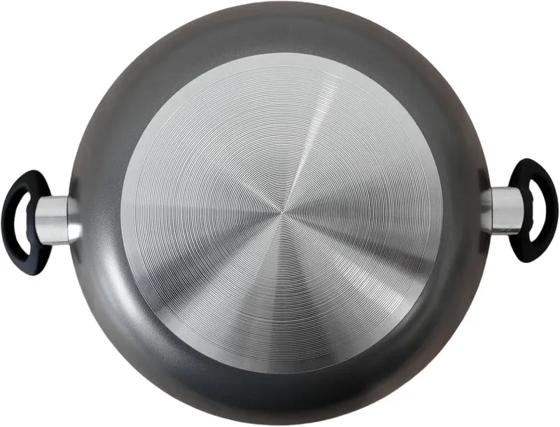 Wok aus Aluminium, 32 cm, antihaftbeschichtet, mit Deckel, grosse antihaftbeschichtete Wokpfanne für