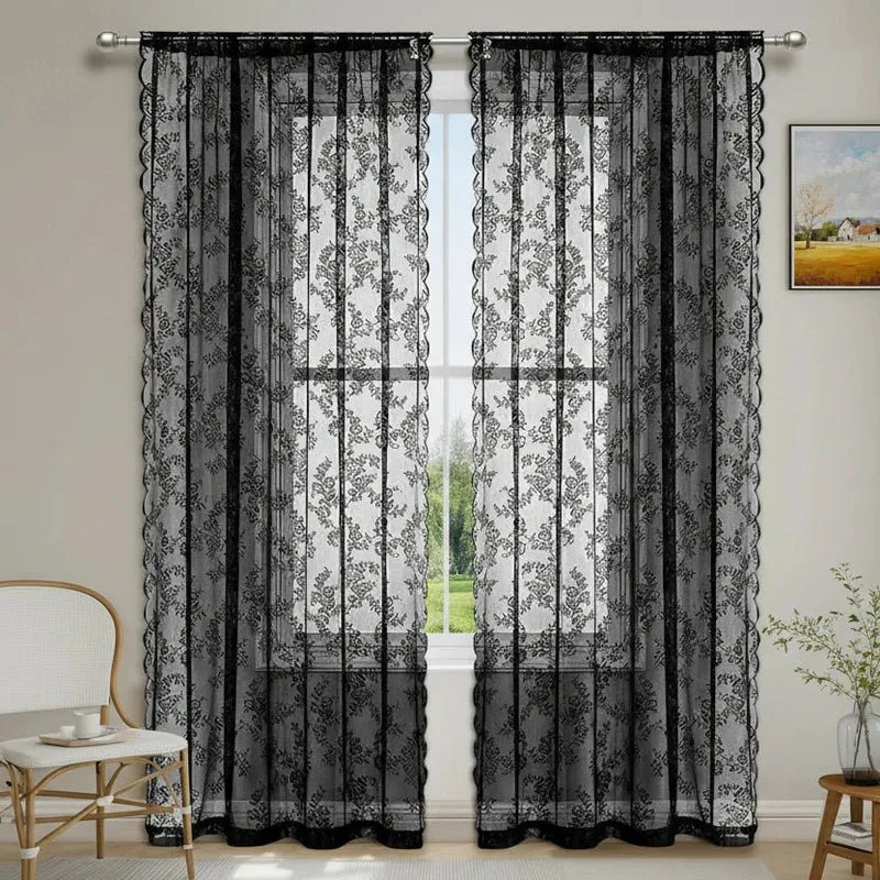 FLORALIA – Romantische Blumen Spitzen Fenster Gardine