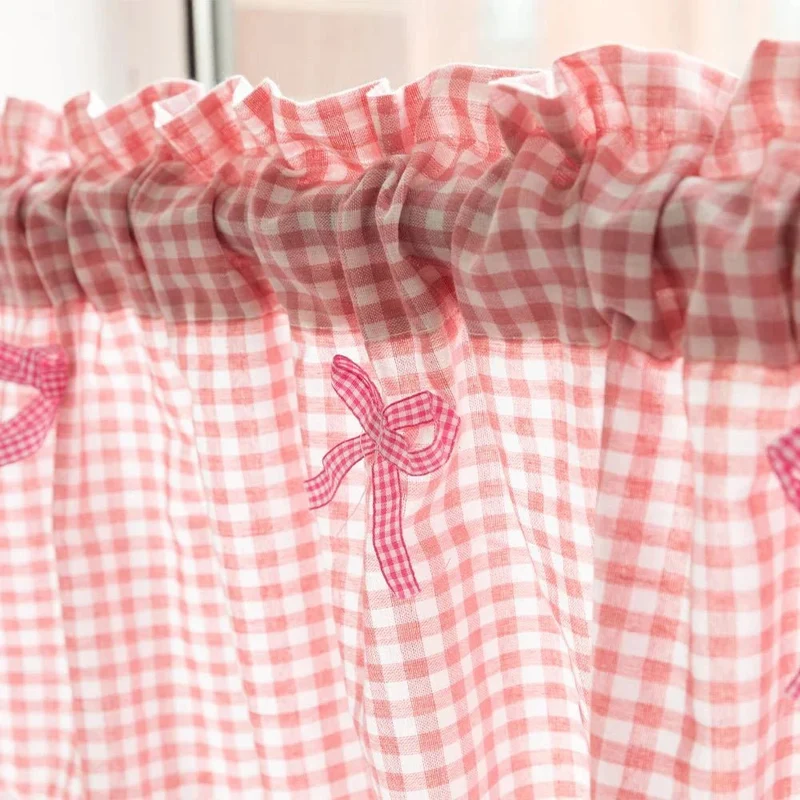 KOREPLAID – Karierte Spitzen Kurzgardine im Koreanischen Stil