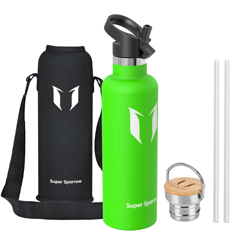 Super Sparrow Trinkflasche Edelstahl - 350ml/500ml/620ml/750ml/1L - Auslaufsicher Thermoskanne, BPA-