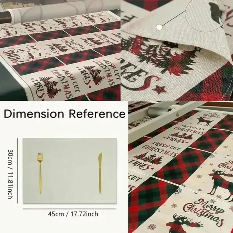 FESTIMAT – Weihnachtliche Stoff-Tischunterlage mit niedlicher Wichtelgestaltung