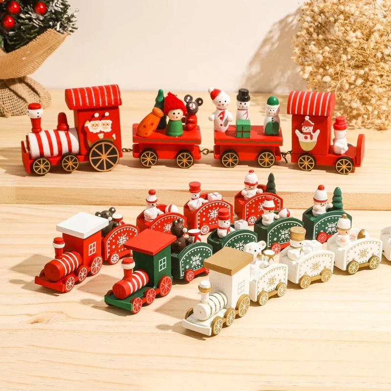 CHRISLOCO – Festliche Zug-Weihnachtsdekoration aus Holz und Kunststoff