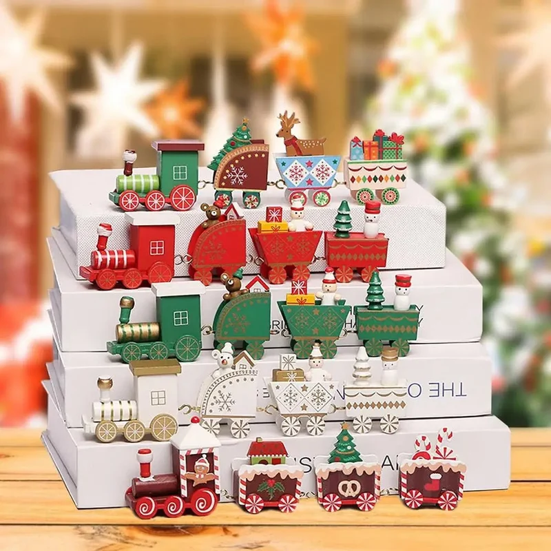 CHRISLOCO – Festliche Zug-Weihnachtsdekoration aus Holz und Kunststoff