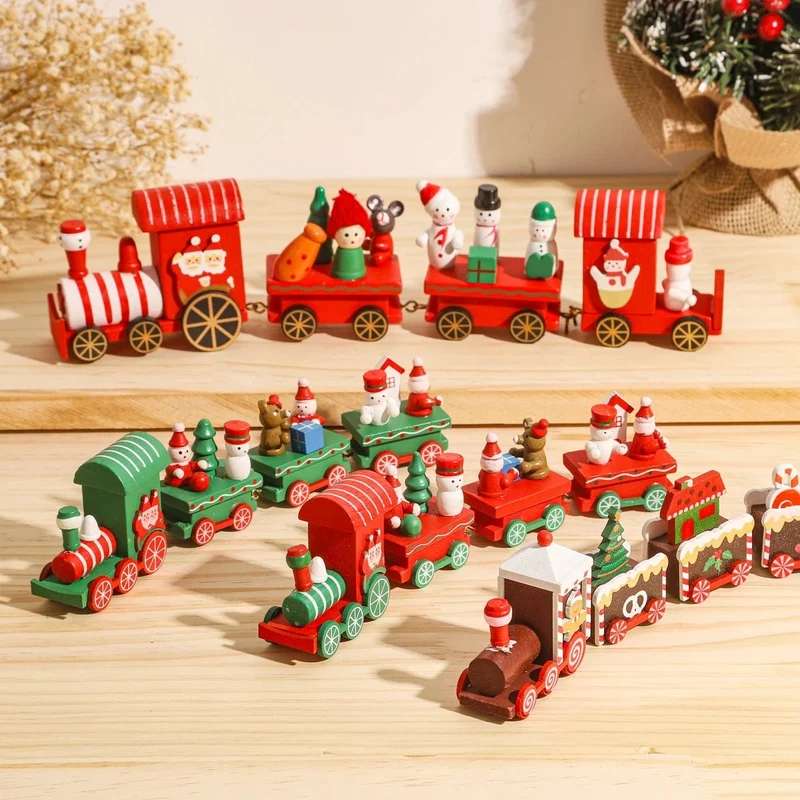 CHRISLOCO – Festliche Zug-Weihnachtsdekoration aus Holz und Kunststoff