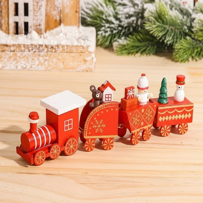 CHRISLOCO – Festliche Zug-Weihnachtsdekoration aus Holz und Kunststoff