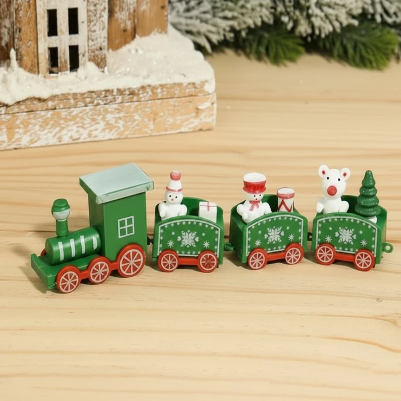CHRISLOCO – Festliche Zug-Weihnachtsdekoration aus Holz und Kunststoff