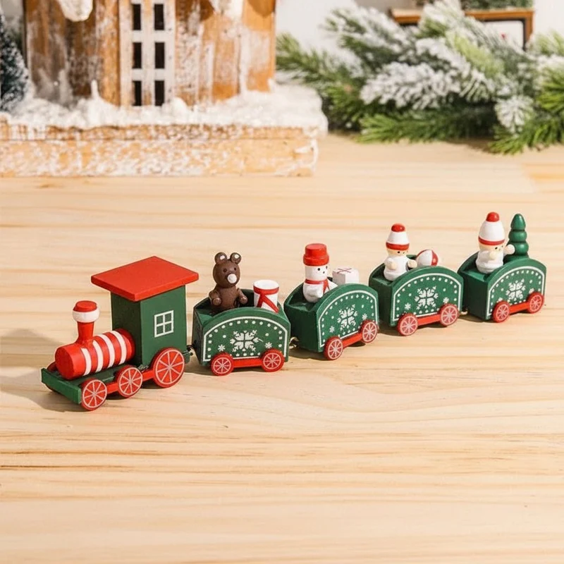 CHRISLOCO – Festliche Zug-Weihnachtsdekoration aus Holz und Kunststoff