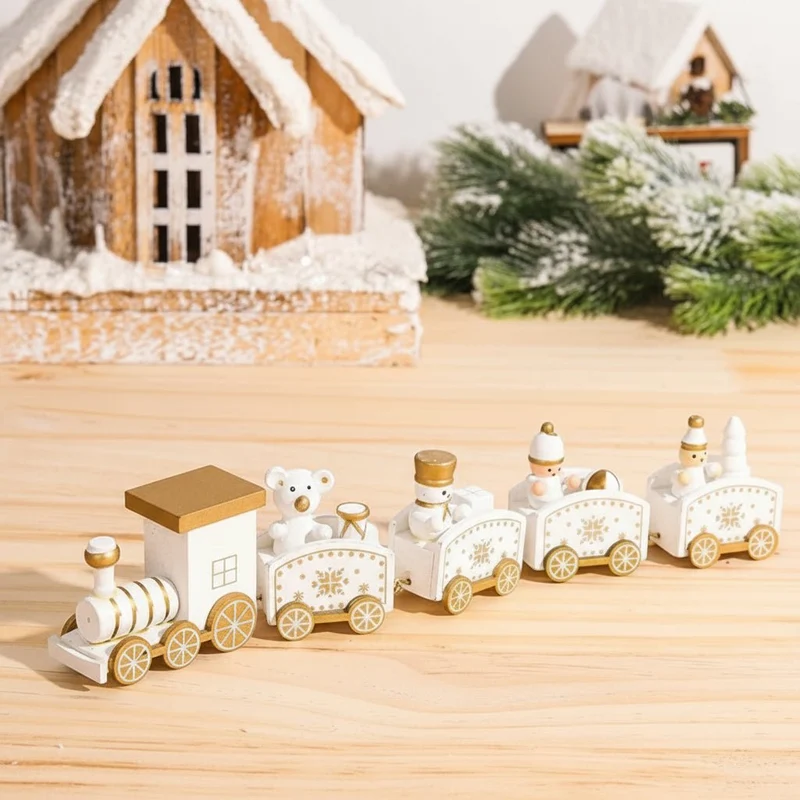 CHRISLOCO – Festliche Zug-Weihnachtsdekoration aus Holz und Kunststoff