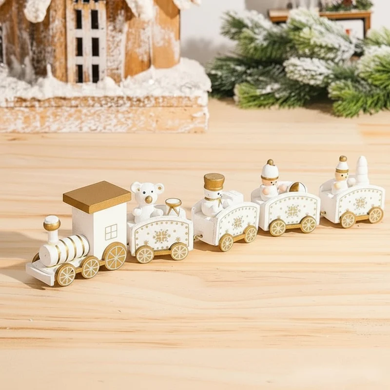 CHRISLOCO – Festliche Zug-Weihnachtsdekoration aus Holz und Kunststoff