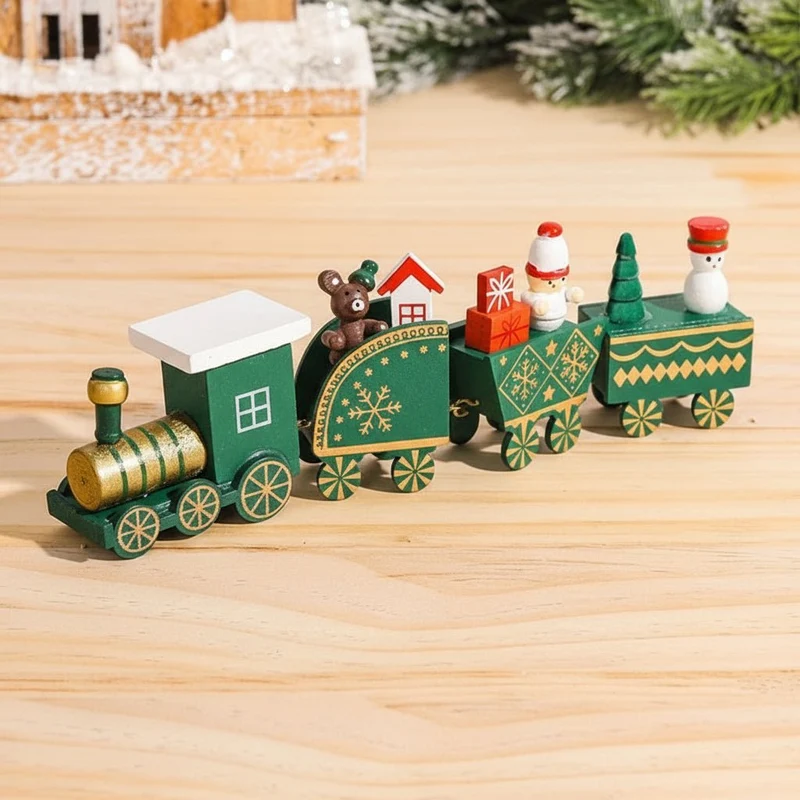 CHRISLOCO – Festliche Zug-Weihnachtsdekoration aus Holz und Kunststoff