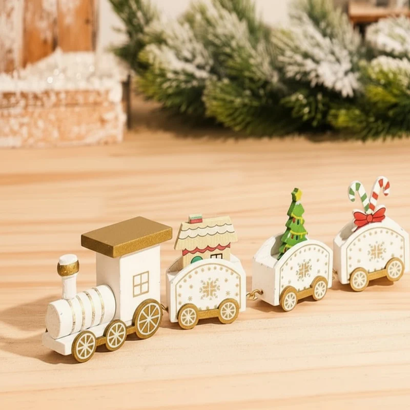 CHRISLOCO – Festliche Zug-Weihnachtsdekoration aus Holz und Kunststoff