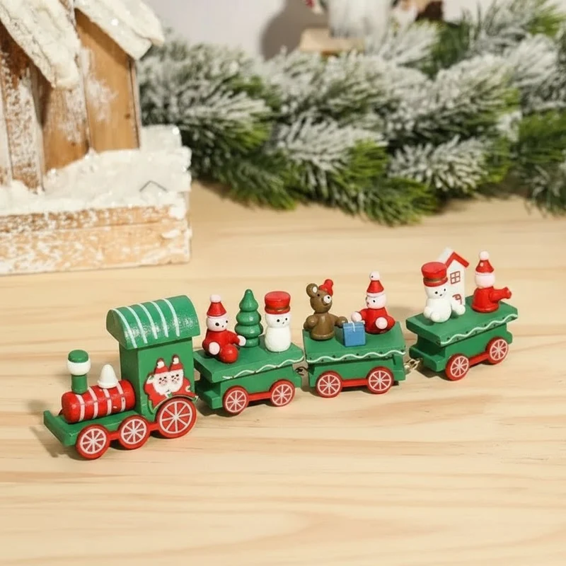CHRISLOCO – Festliche Zug-Weihnachtsdekoration aus Holz und Kunststoff