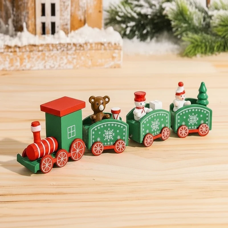 CHRISLOCO – Festliche Zug-Weihnachtsdekoration aus Holz und Kunststoff