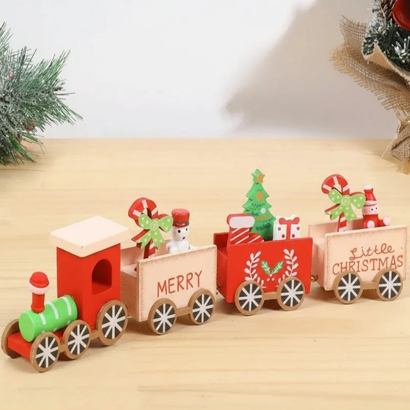 CHRISLOCO – Festliche Zug-Weihnachtsdekoration aus Holz und Kunststoff