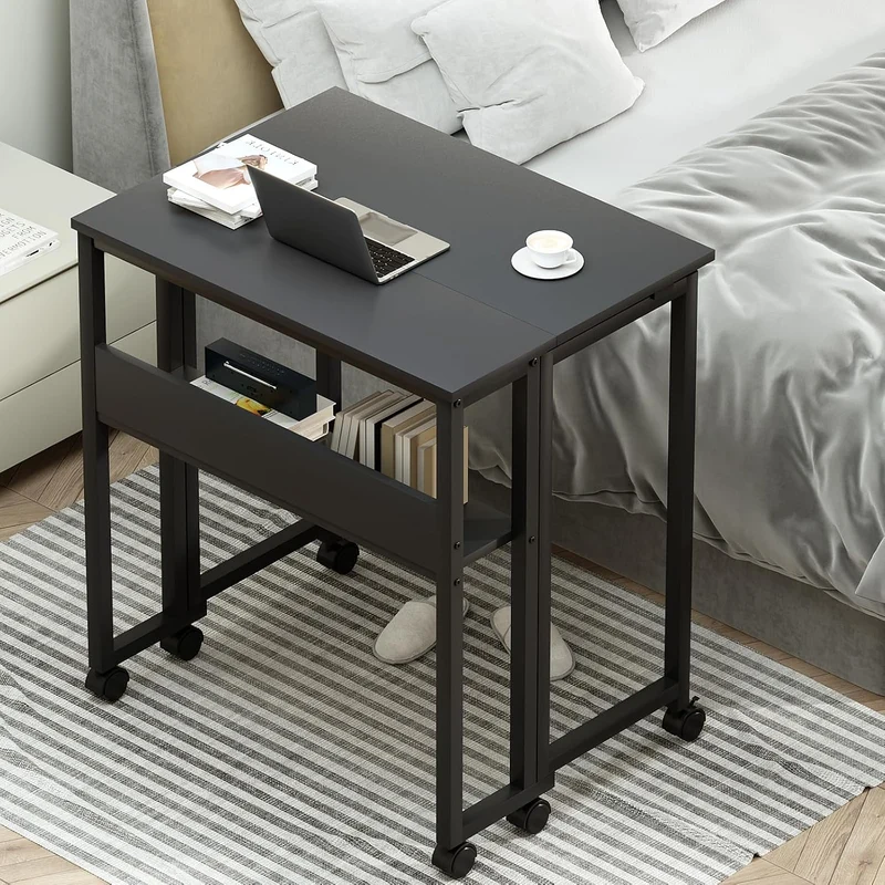 GreenForest Kleiner Schreibtisch Klappbar, 80 cm Klappschreibtisch mit Rollen, Einfache Montage Klap