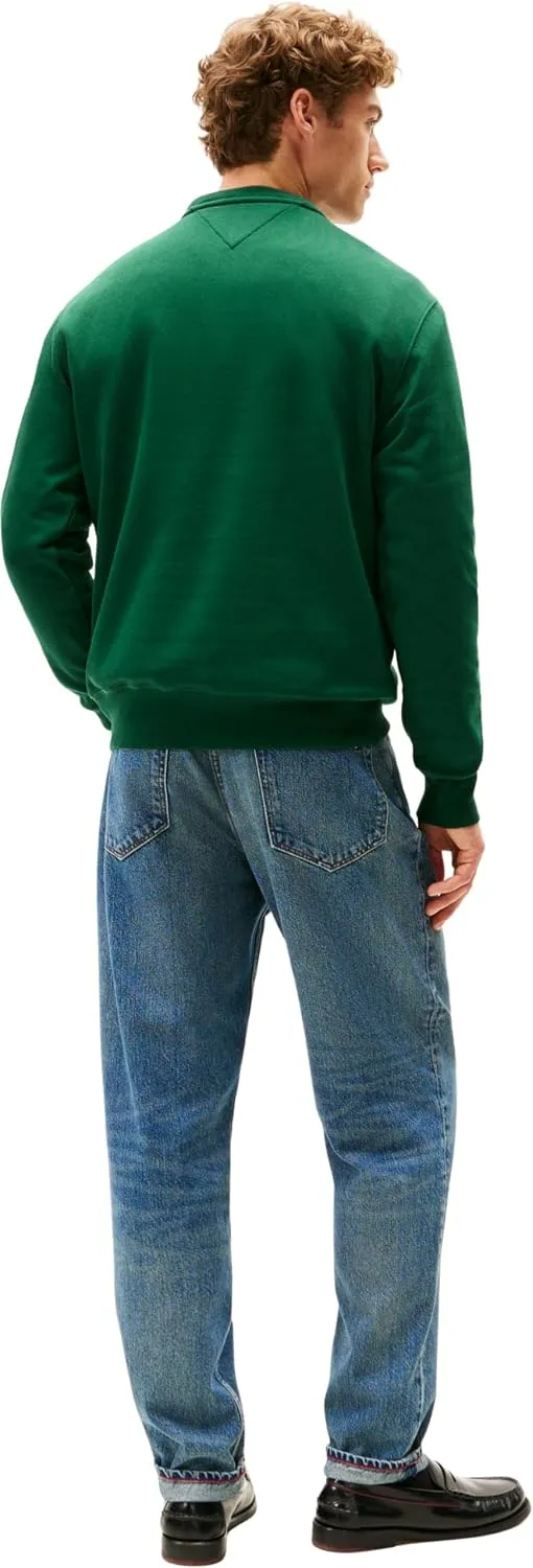 Tommy Hilfiger Herren Sweatshirt Logo Rundhalsausschnitt, S Grün (Ornamental Green)